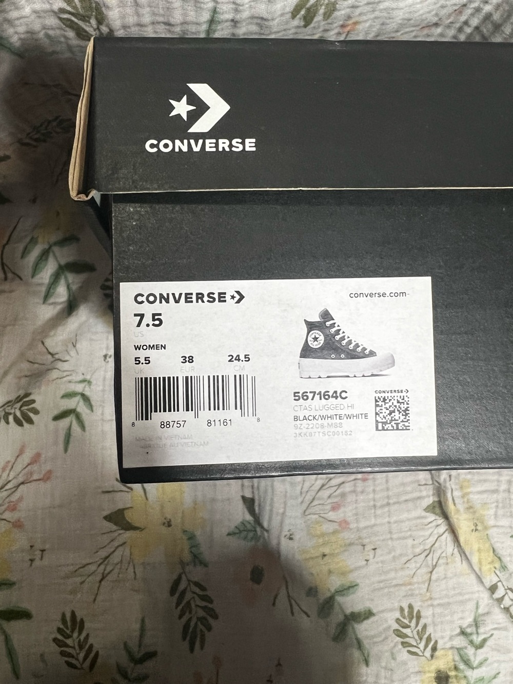 Converse CTAS Lugged Hi Pebbled Leather Black Brand New 7.5 - Picture 7 of 7